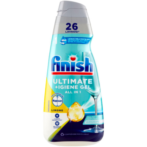 Средство для мытья посуды в посудомоечных машинах Finish Ultimate Igiene Gel Napisan Lemon дезинфицирующий с ароматом лимонк 26 доз 560 ml